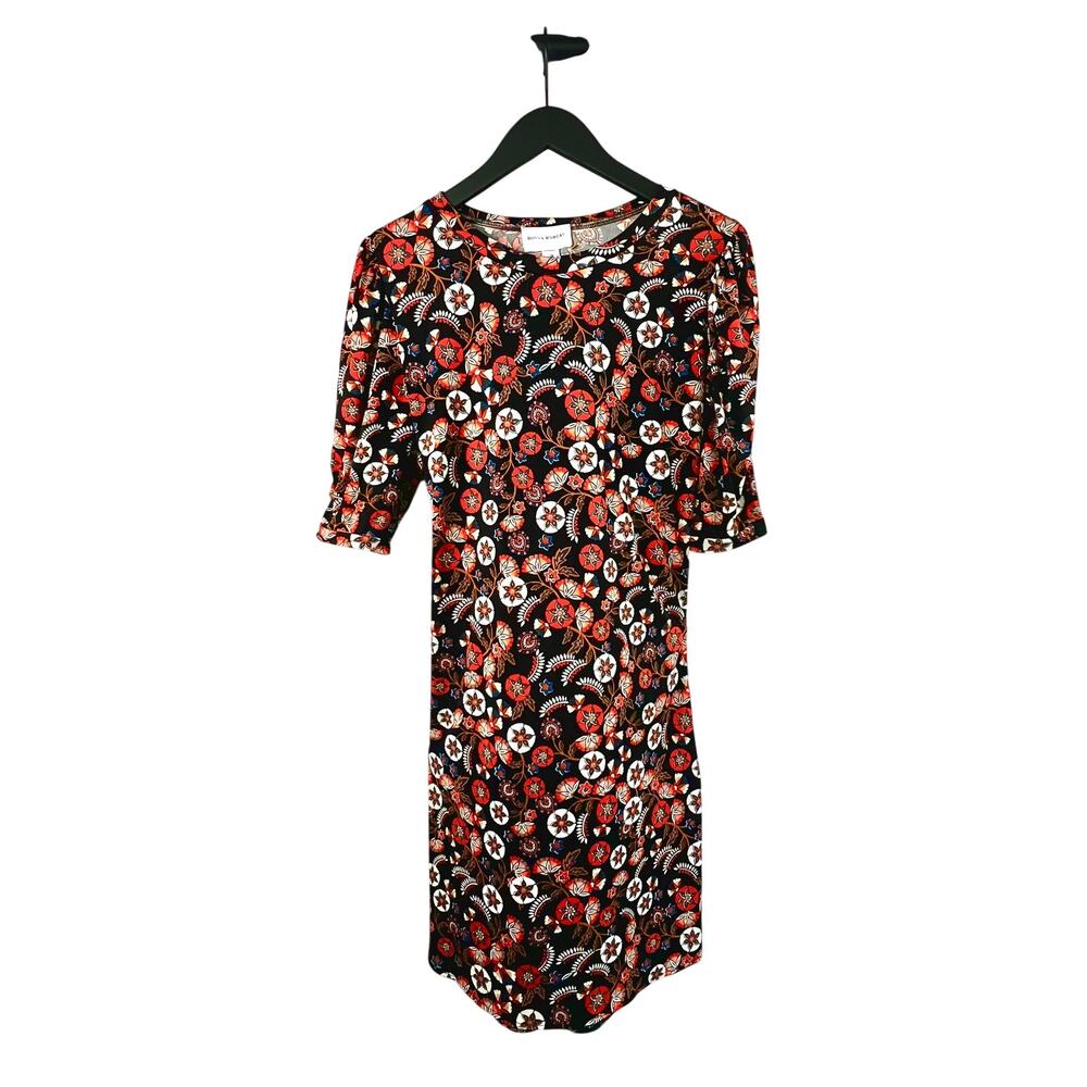 Mod Floral Sheath Dress 14 Retro Folk Art Fall Workwear Vintage Inspired